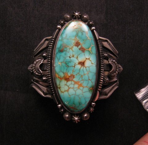 Image 0 of Navajo American Indian Royston Turquoise Silver Bracelet, Aaron Toadlena