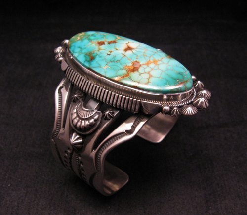 Image 1 of Navajo American Indian Royston Turquoise Silver Bracelet, Aaron Toadlena