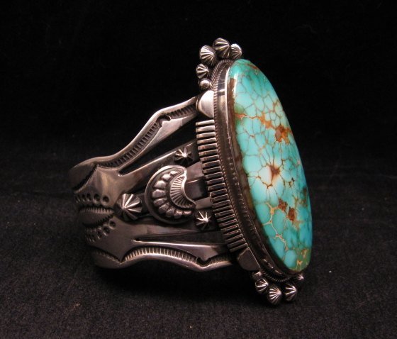 Image 3 of Navajo American Indian Royston Turquoise Silver Bracelet, Aaron Toadlena