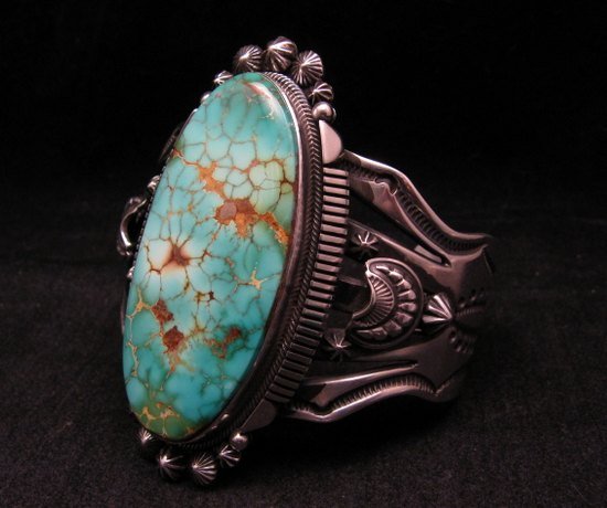 Image 2 of Navajo American Indian Royston Turquoise Silver Bracelet, Aaron Toadlena