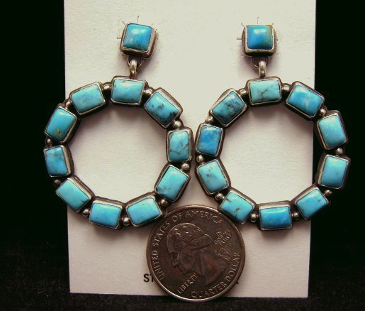 Image 3 of Annie Hoskie Navajo American Indian Turquoise Silver Earrings