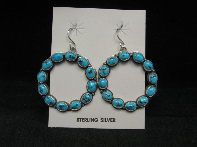 Image 0 of Annie Hoskie Navajo Turquoise Circular Dangle Earrings