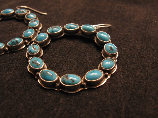 Image 2 of Annie Hoskie Navajo Turquoise Circular Dangle Earrings