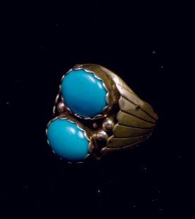 Image 2 of Navajo Native American Turquoise Sterling Silver Ring, sz10