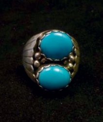 Navajo Native American Turquoise Sterling Silver Ring, sz10