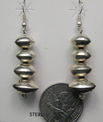 Image 2 of Long Navajo Sterling Silver Bead Earrings, Angelina Miller