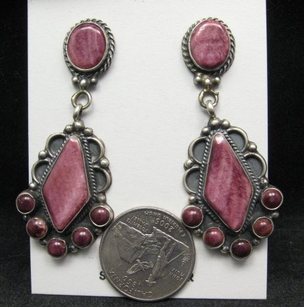 Image 1 of Lee Brown Navajo 2-Pc Purple Spiny Oyster Cluster Silver Earrings