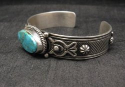 Larson Lee Navajo Native American Turquoise Sterling Silver Bracelet
