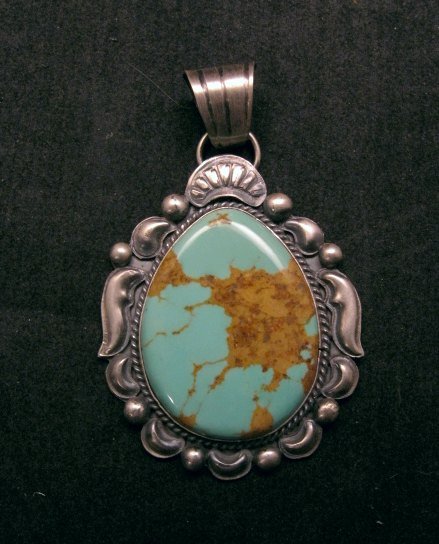 Image 0 of Navajo Native American Indian Turquoise Silver Pendant, Gilbert Tom