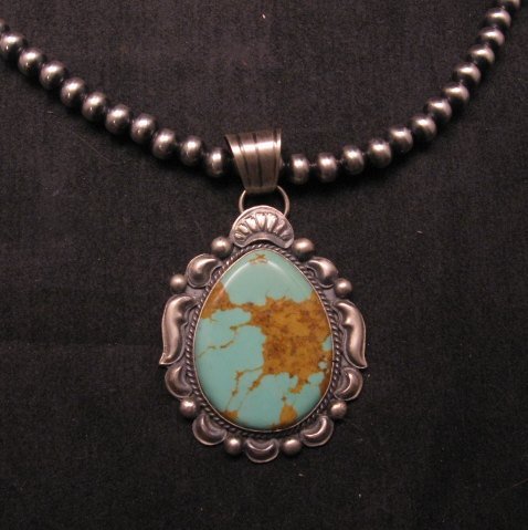 Image 2 of Navajo Native American Indian Turquoise Silver Pendant, Gilbert Tom