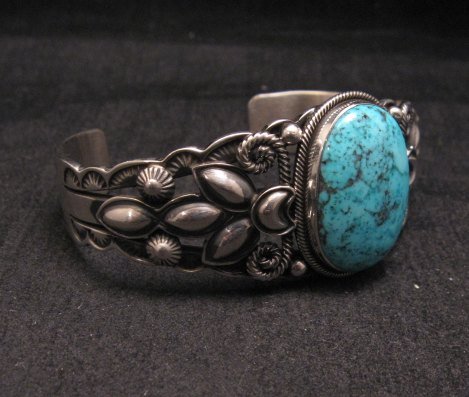 Image 2 of Navajo Native American Indian Turquoise Silver Bracelet, Derrick Gordon