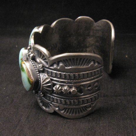 Image 6 of Large Navajo Native American Royston Turquoise Silver Cuff Bracelet, Gilbert Tom