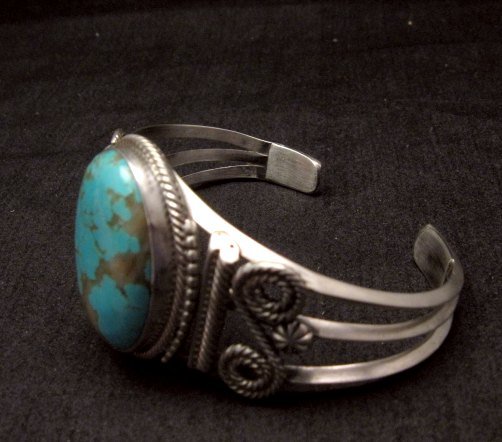 Image 3 of Navajo ~ Gilbert Tom ~ Native American Turquoise Silver Bracelet