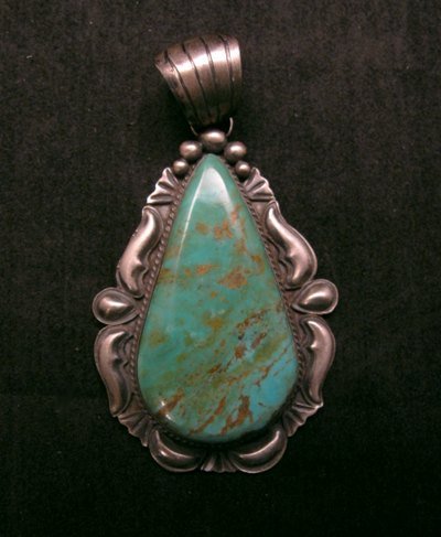 Image 0 of Navajo Native American Indian Turquoise Silver Pendant, Robert Shakey 