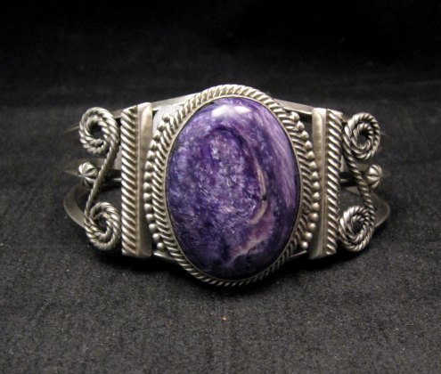 Image 0 of Navajo Native American Purple Charoite Silver Bracelet, Gilbert Tom