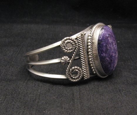 Image 1 of Navajo Native American Purple Charoite Silver Bracelet, Gilbert Tom