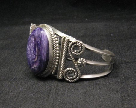 Image 2 of Navajo Native American Purple Charoite Silver Bracelet, Gilbert Tom