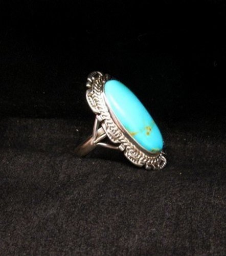 Image 2 of Native American Navajo Kingman Turquoise Ring Sz8-1/2, Augustine Largo