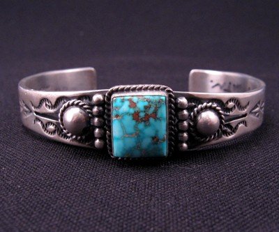 Image 1 of Andy Cadman Navajo American Indian Turquoise Silver Bracelet
