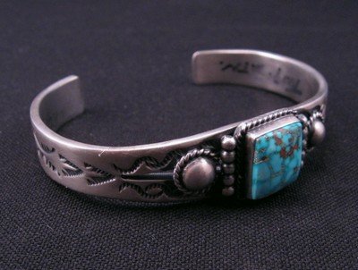 Image 4 of Andy Cadman Navajo American Indian Turquoise Silver Bracelet