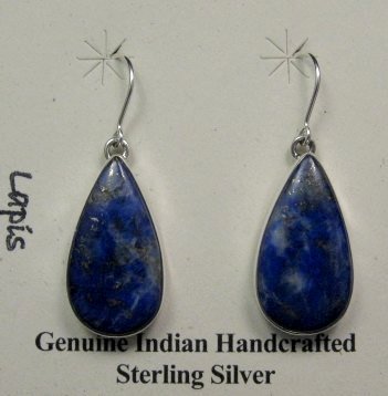 Image 0 of Navajo Indian Handmade Lapis Lazuli Drop Earrings, Sampson Jake 