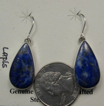 Image 1 of Navajo Indian Handmade Lapis Lazuli Drop Earrings, Sampson Jake 
