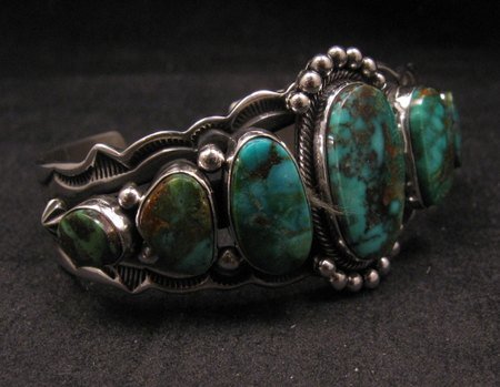 Image 1 of Navajo Native American Turquoise Silver Bracelet ~ Aaron Toadlena