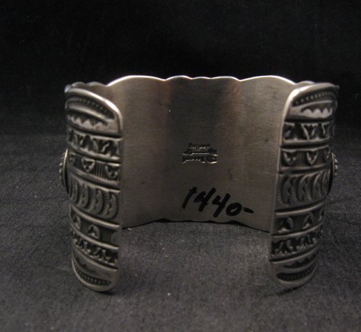 Image 8 of Darryl Becenti Navajo Native American Spiny Oyster Sterling Silver Bracelet