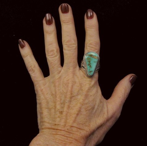 Image 4 of Albert Jake ~ Navajo ~ Native American Royston Turquoise Ring Sz9-1/2