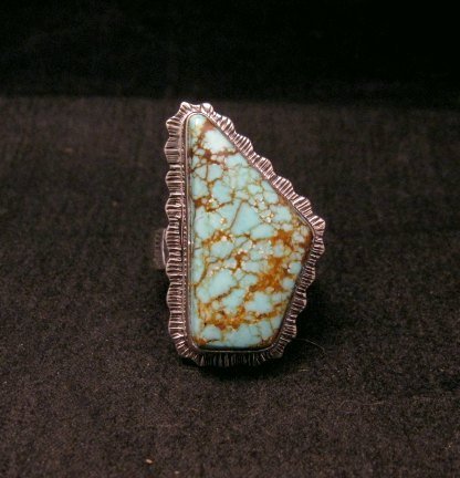 Image 0 of Native American Navajo #8 Turquoise Silver Ring by Lyle Piaso sz8