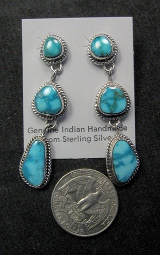 Image 5 of Native American Navajo Turquoise Cluster Pendant & Earrings Set, Geneva Apachito