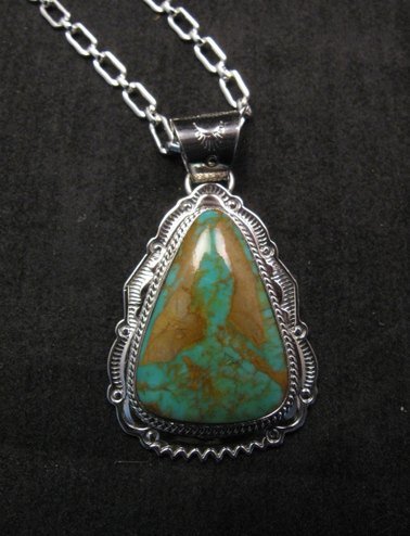 Image 2 of King Manassa Turquoise Sterling Silver Native American Pendant