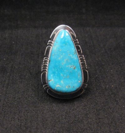 Image 2 of Navajo Native American Turquoise Sterling Silver Ring sz9, Phillip Sanchez