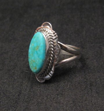 Image 1 of Navajo Native American Turquoise Sterling Silver Ring sz6-1/2, Burt Francisco