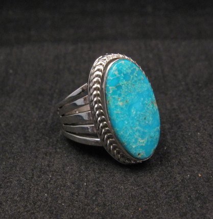 Image 0 of Navajo Native American Turquoise Silver Ring Dale Livingston sz8