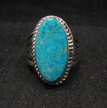 Image 1 of Navajo Native American Turquoise Silver Ring Dale Livingston sz8