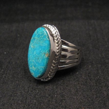 Image 2 of Navajo Native American Turquoise Silver Ring Dale Livingston sz8