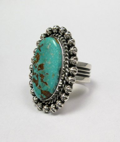 Image 2 of Native American Navajo Pilot Mountain Turquoise Ring Sz7-1/2, Happy Piasso