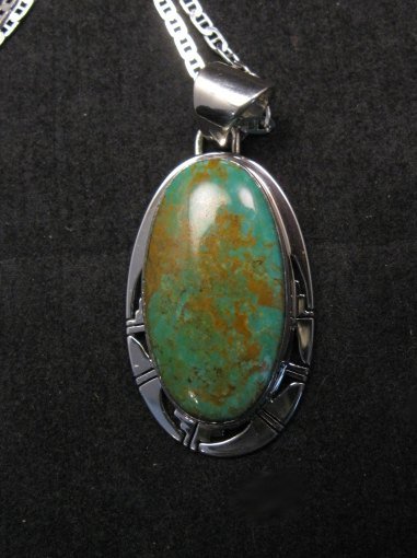 Image 2 of King Manassa Turquoise Silver Pendant, Phillip Sanchez, Native American
