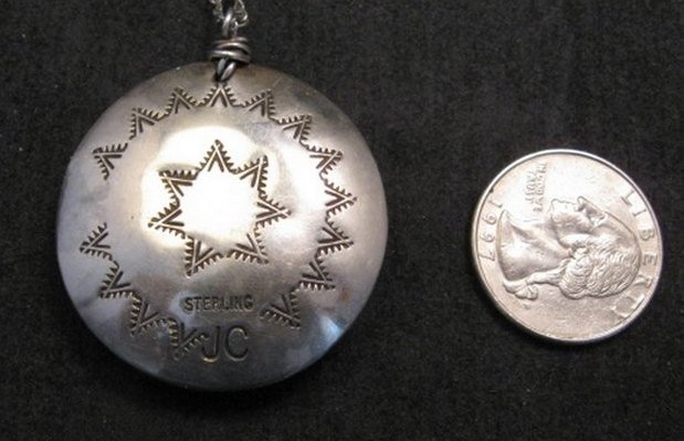 Image 3 of Navajo Native American Storyteller Hollow Silver Pendant w/chain - Dead Pawn