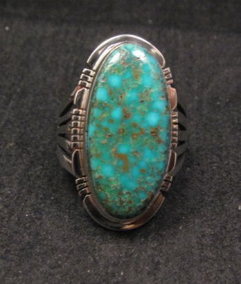 Image 0 of Navajo Native American Turquoise Sterling Silver Ring sz8, Phillip Sanchez