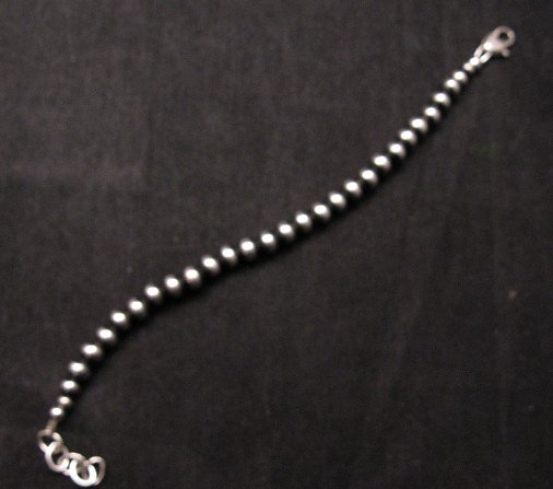 Image 2 of Native American 6mm Bead Navajo Pearls Sterling Silver Bracelet