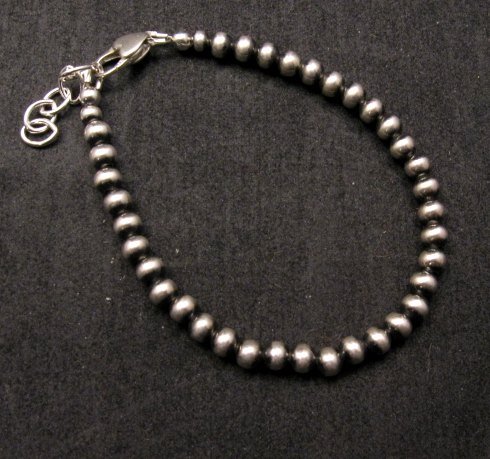 Image 0 of Native American 5mm Bead Navajo Pearls Sterling Silver Bracelet