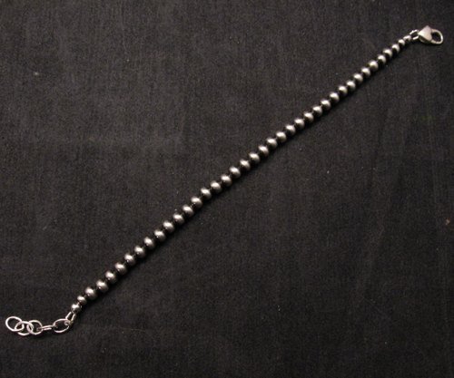 Image 2 of Native American 5mm Bead Navajo Pearls Sterling Silver Bracelet