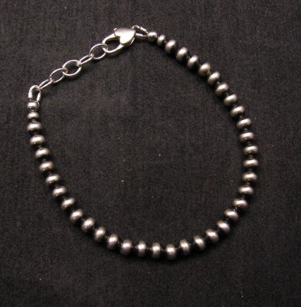 Image 3 of Native American 5mm Bead Navajo Pearls Sterling Silver Bracelet