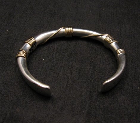 Image 5 of Navajo Orville Tsinnie 14K Gold & Sterling Silver Wire Wrap Bracelet, M