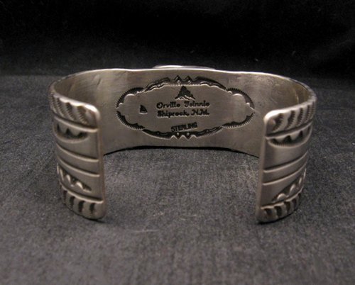Image 4 of Orville Tsinnie Traditional Old Style Navajo Turquoise Silver Bracelet Large