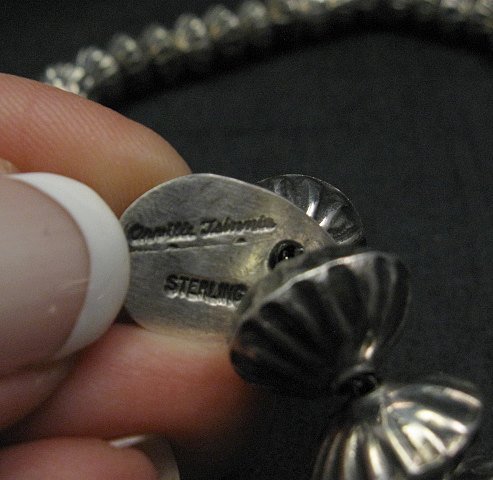Image 11 of Orville Tsinnie Navajo Handmade Sterling Silver Stamped Fluted Bead Necklace