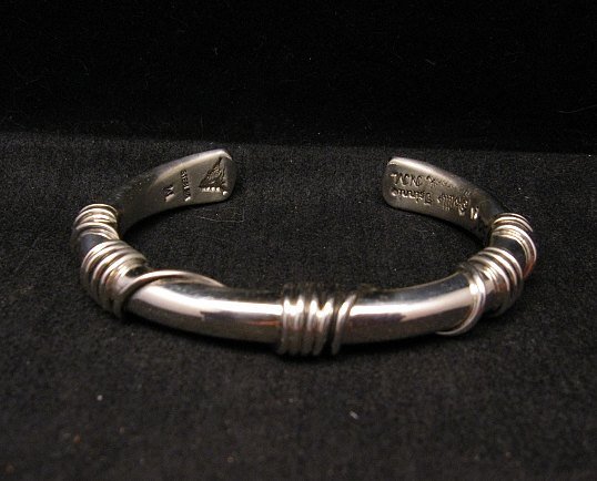 Image 0 of Navajo Orville Tsinnie Sterling Silver Wire Wrap Bracelet, Medium