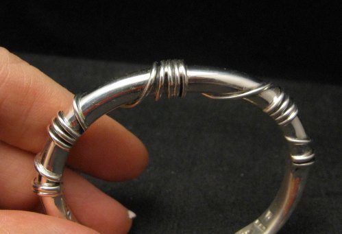 Image 1 of Navajo Orville Tsinnie Sterling Silver Wire Wrap Bracelet, Medium